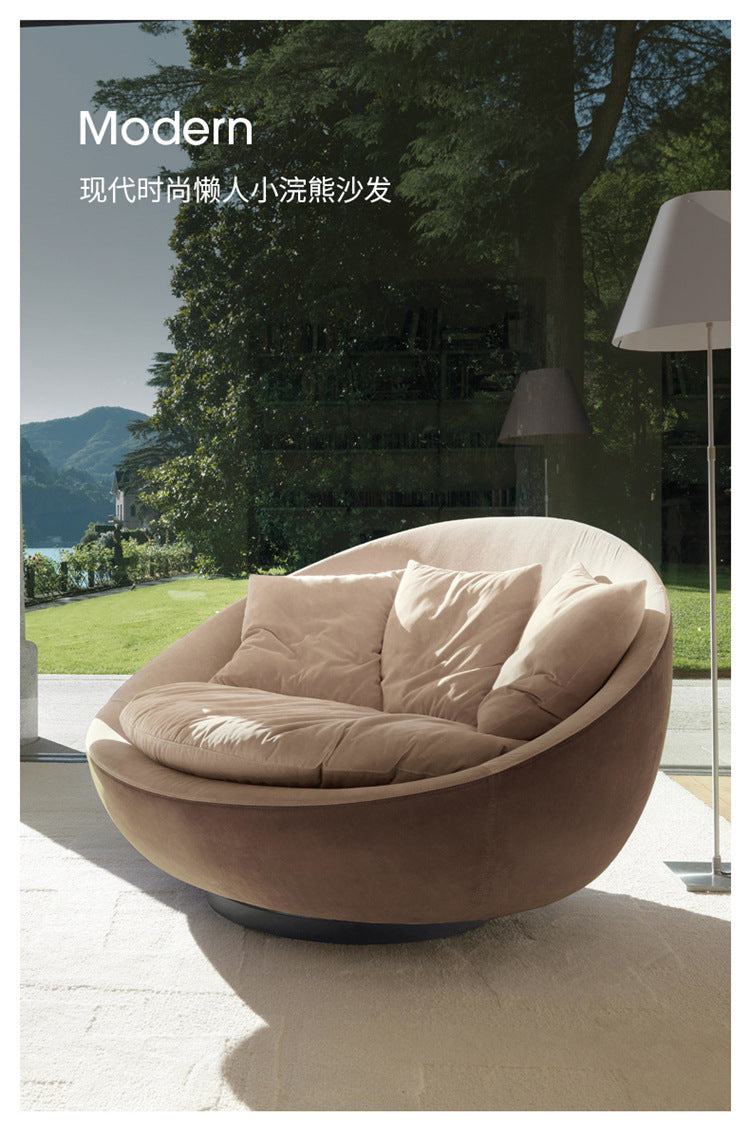 Italian Minimalist Round Fabric Single Sofa Designer Lacoon Modern Lazy Rotatable Balcony Lounge Chair