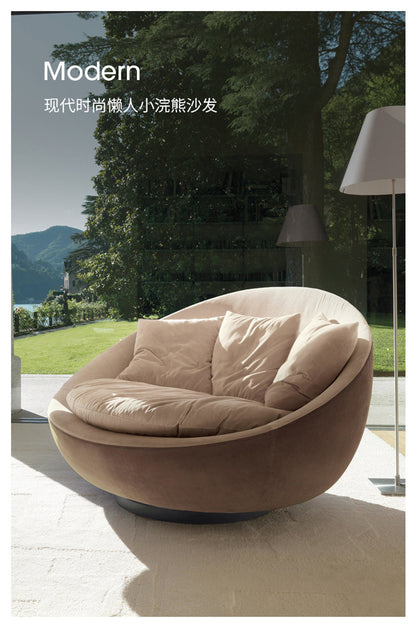 Italian Minimalist Round Fabric Single Sofa Designer Lacoon Modern Lazy Rotatable Balcony Lounge Chair