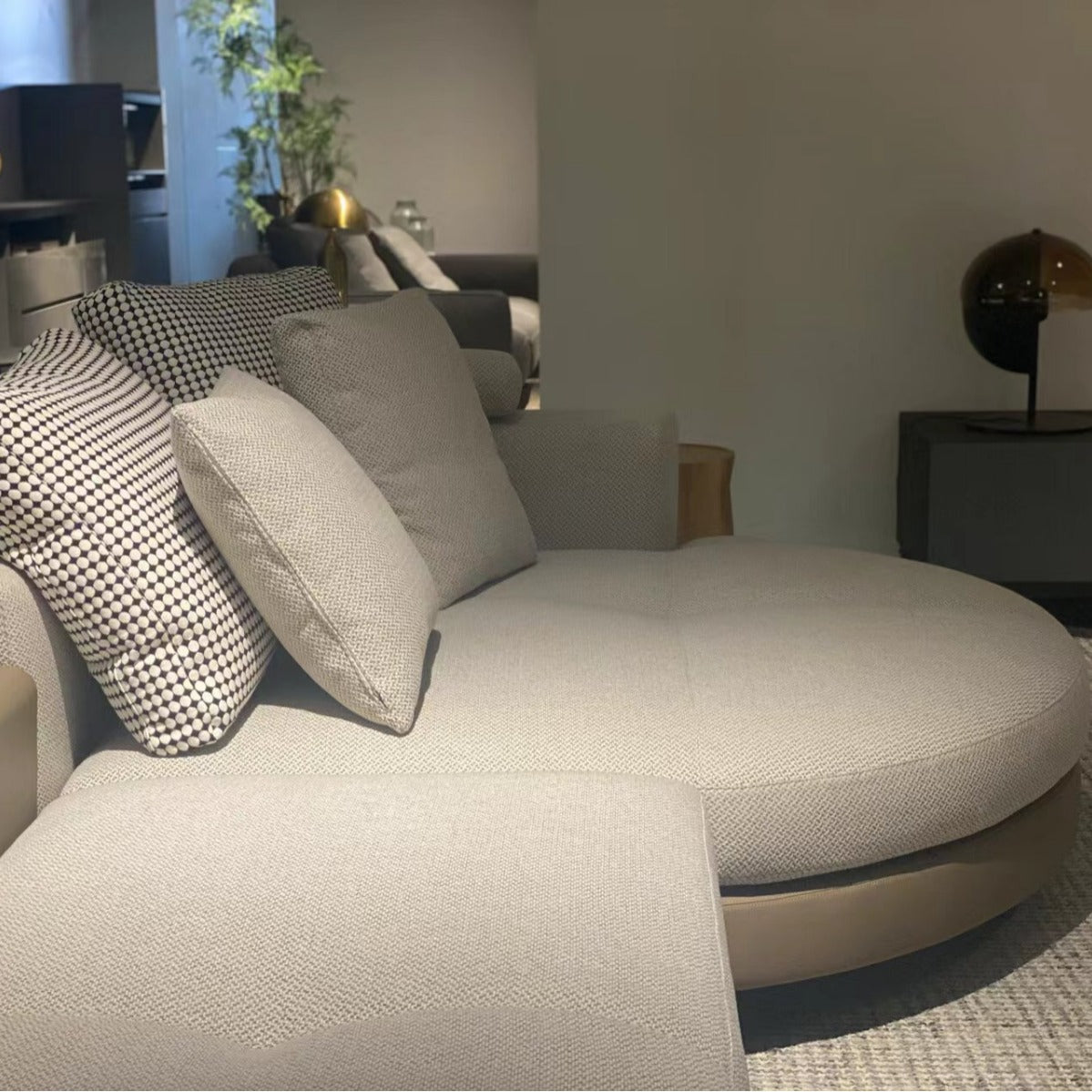 Apartment Genuine Leather Linen Sofa
