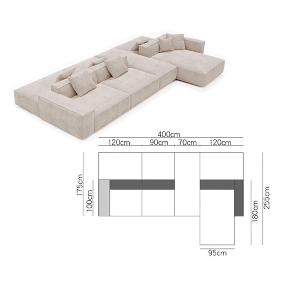 Nordic Minimalist Tofu Block Artistic Double-Sided Modular Combination Large Apartment Light Luxury Leather and Fabric Combined Living Room Straight Sofa