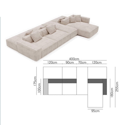 Nordic Minimalist Tofu Block Artistic Double-Sided Modular Combination Large Apartment Light Luxury Leather and Fabric Combined Living Room Straight Sofa