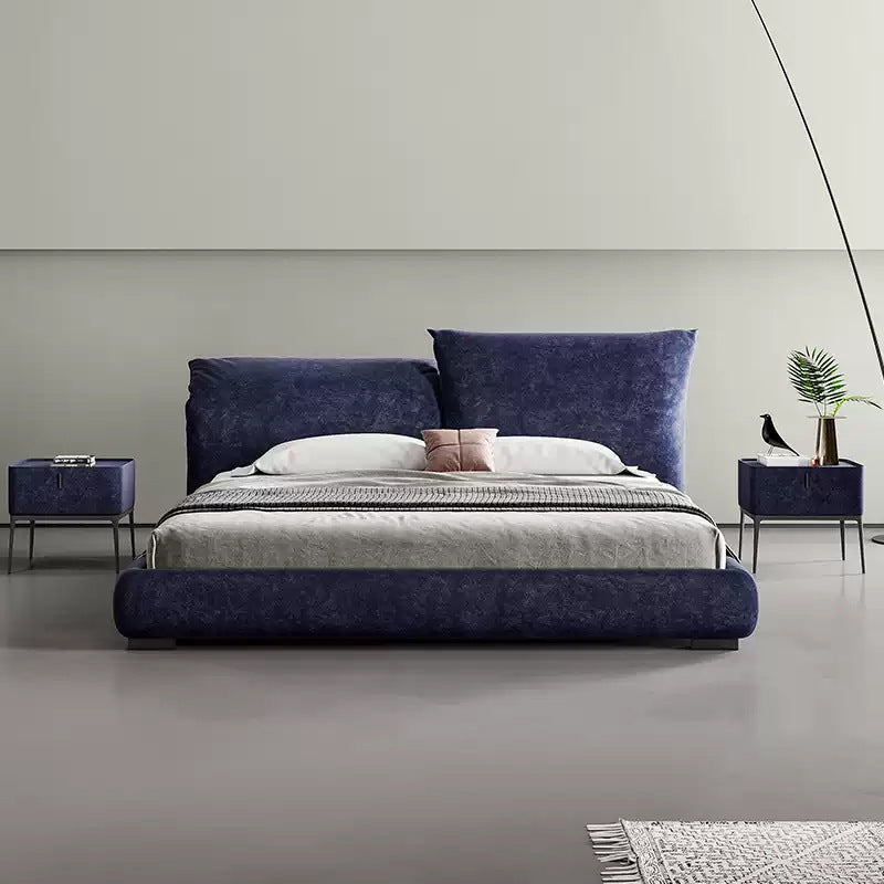 Bedroom Solid Wood Fabric Wedding Bed