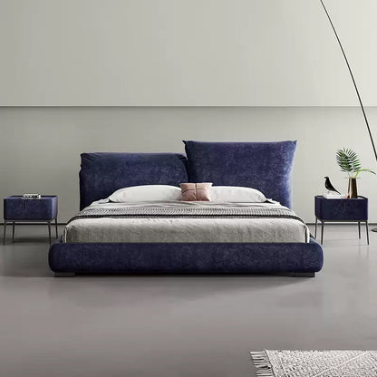 Bedroom Solid Wood Fabric Wedding Bed