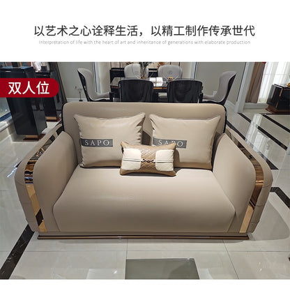 Italian Style Light Luxury Bentley Button Sofa Genuine Leather Designer Postmodern Villa Living Room Set High-end Custom Furniture