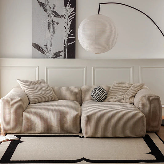 Nordic Wabi-Sabi Style Straight Corduroy Sofa Light Luxury Combination Small Apartment Homestay Free Module Multiple Tofu Blocks