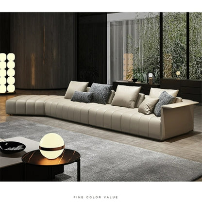 Piano Keys Minimalist Style L Genuine Leather Sofa Light Luxury Black Irregular Sofa Living Room Large Flat Floor Curved Sofa