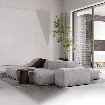 Nordic Minimalist Tofu Block Artistic Double-Sided Modular Combination Large Apartment Light Luxury Leather and Fabric Combined Living Room Straight Sofa
