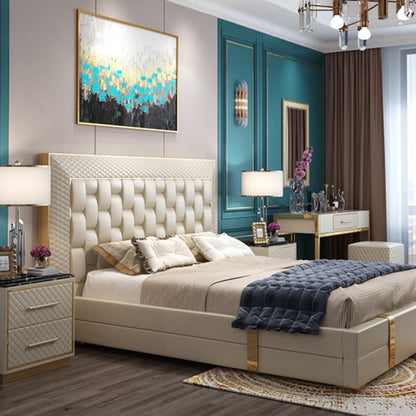 Italian light luxury  Bed with High Backrest