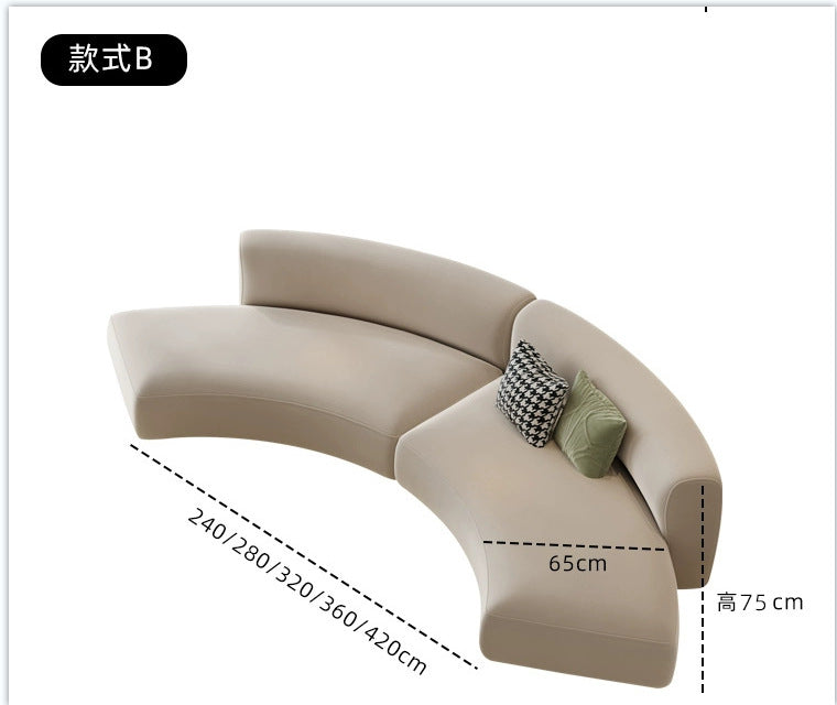 Italian Minimalist Light Luxury Irregular Arc Sofa for Living Room Large Apartment Reception Model Room Designer Beauty Salon Internet Celebrity