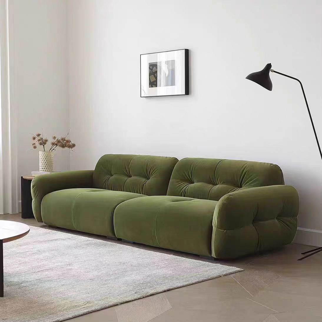 Cloud Lamb Fabric Straight Sofa