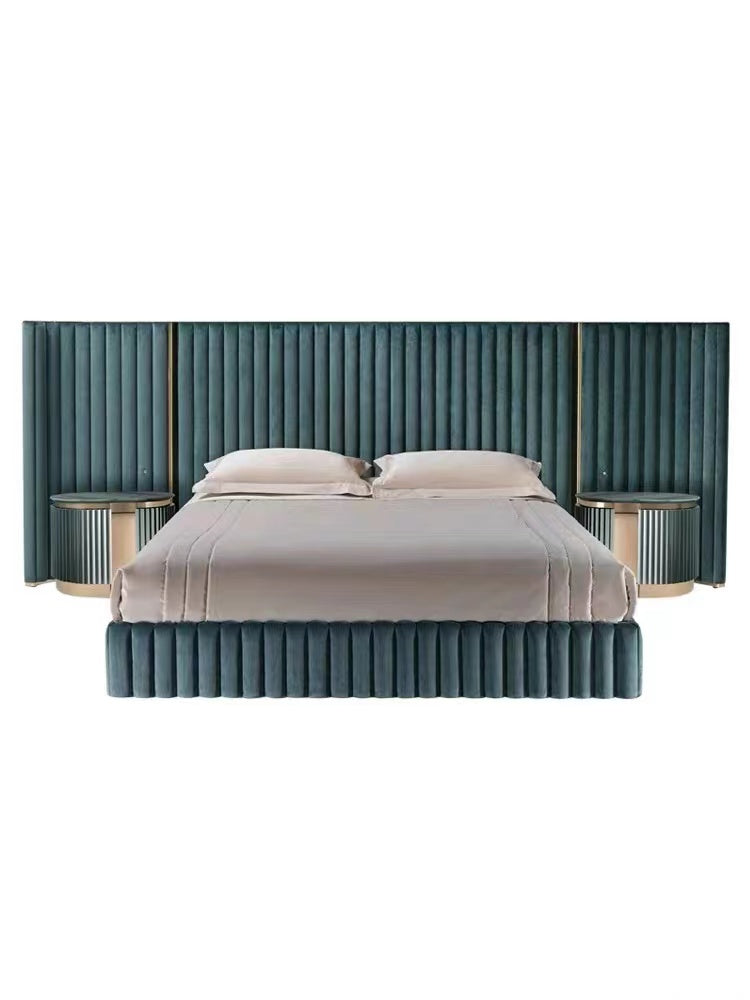 Italian Light Luxury visionnaire Double Bed High-End Villa Luxury Genuine Leather1.8m Wide Screen Bed Master Bedroom Furniture