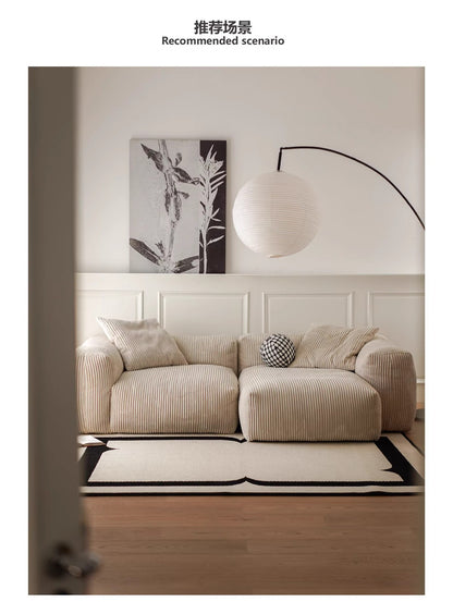 Nordic Wabi-Sabi Style Straight Corduroy Sofa Light Luxury Combination Small Apartment Homestay Free Module Multiple Tofu Blocks