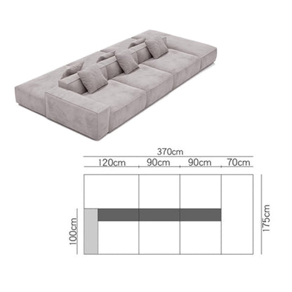 Nordic Minimalist Tofu Block Artistic Double-Sided Modular Combination Large Apartment Light Luxury Leather and Fabric Combined Living Room Straight Sofa