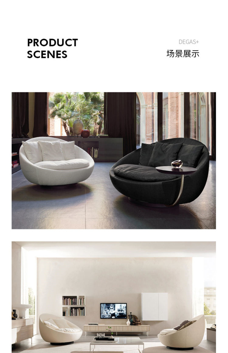 Italian Minimalist Round Fabric Single Sofa Designer Lacoon Modern Lazy Rotatable Balcony Lounge Chair