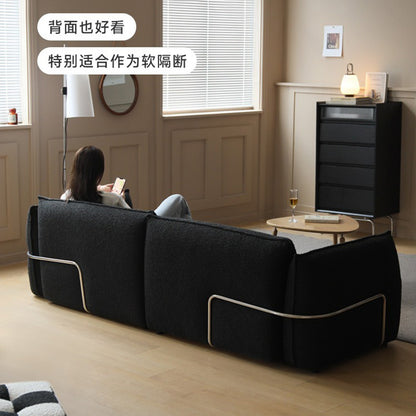 Bauhaus Style Sofa Small Apartment Light Luxury Sofa Vintage Retro Living Room Black Lamb Wool Fabric Two or Three Seater