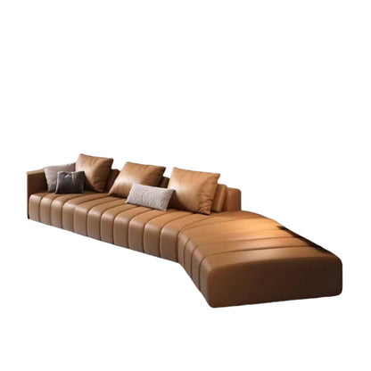 Piano Keys Minimalist Style L Genuine Leather Sofa Light Luxury Black Irregular Sofa Living Room Large Flat Floor Curved Sofa