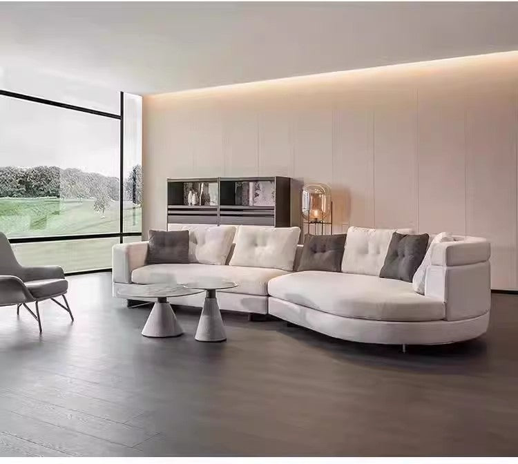 Designer Semi-Circular Arc Fabric Sofa for Small and Large Living Rooms, Italian Minimalist Style, Irregular Corner Art, Light Luxury