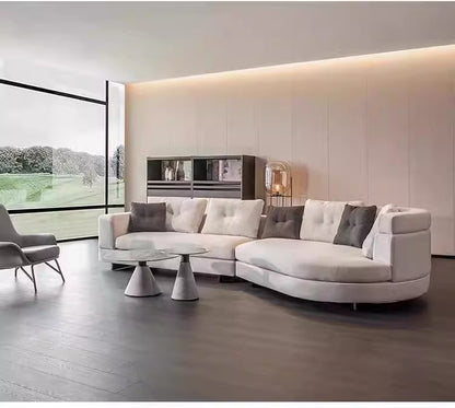 Designer Semi-Circular Arc Fabric Sofa for Small and Large Living Rooms, Italian Minimalist Style, Irregular Corner Art, Light Luxury