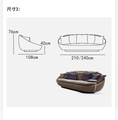 Italian Minimalist Round Fabric Single Sofa Designer Lacoon Modern Lazy Rotatable Balcony Lounge Chair