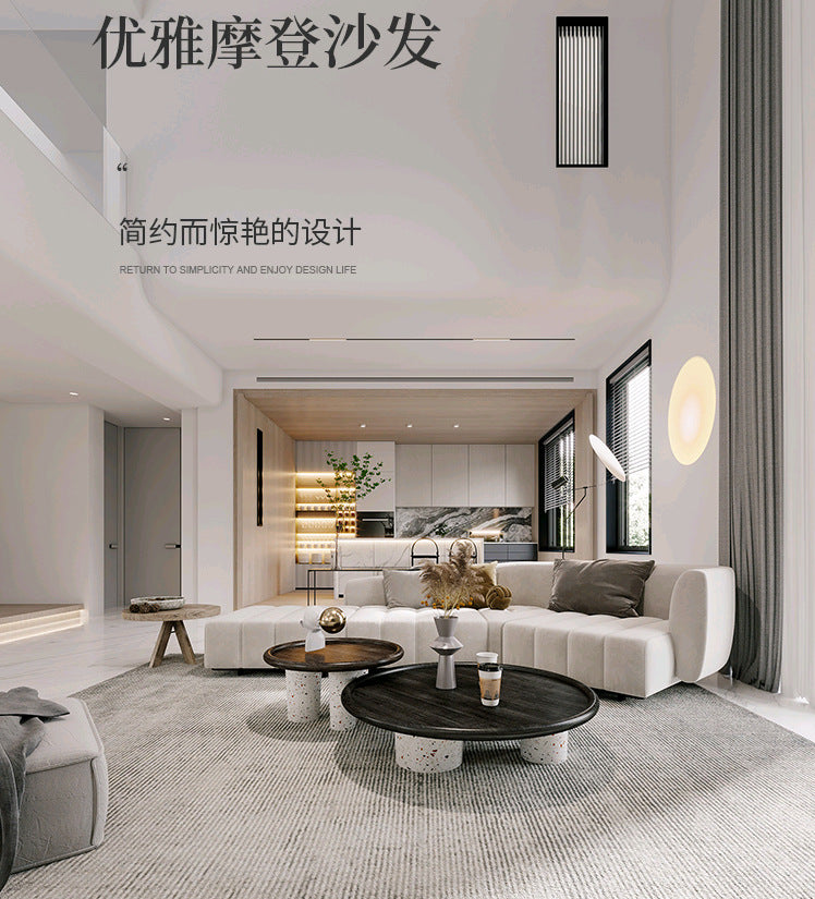 Italian Minimalist Modern Irregular Piano Key Living Room Corner Arc Art Creative Internet Celebrity Style Chaise Fabric Sofa