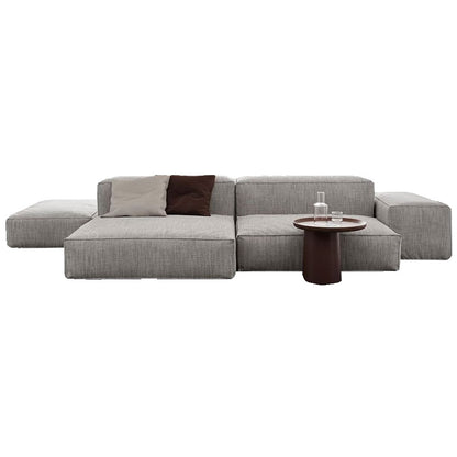 Nordic Minimalist Tofu Block Artistic Double-Sided Modular Combination Large Apartment Light Luxury Leather and Fabric Combined Living Room Straight Sofa