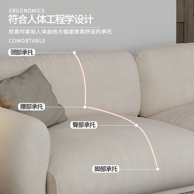 Japanese Style ins Cream Wabi-Sabi Style Simple Modern Three-Seater Sofa for Rental Apartments Small Living Room Double Nordic Style