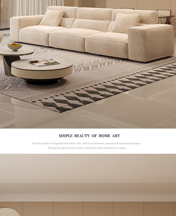 Italian Wabi-Sabi Style High-Back Straight Sofa Matte Fabric Cream Style Living Room Sofa Four-Seater Three-Seater Sofa