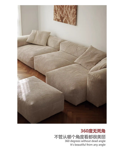 Nordic Wabi-Sabi Style Straight Corduroy Sofa Light Luxury Combination Small Apartment Homestay Free Module Multiple Tofu Blocks