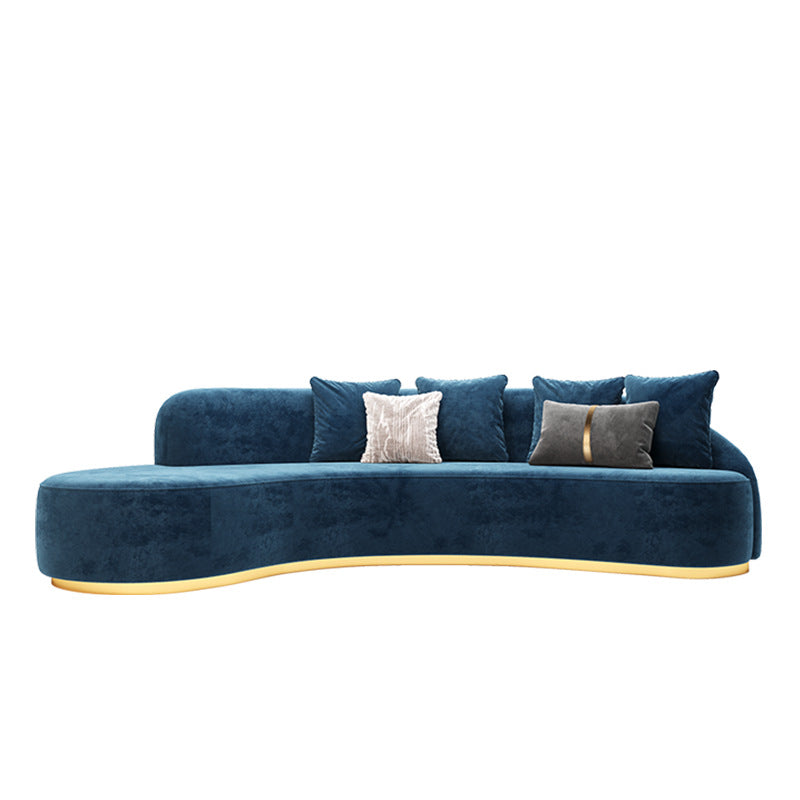 Nordic Light Luxury Fabric Arc-Shaped Design Sofa Simple Internet Celebrity Small Apartment Living Room Multi-Person Blue Creative Sofa