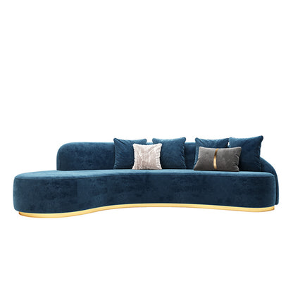 Nordic Light Luxury Fabric Arc-Shaped Design Sofa Simple Internet Celebrity Small Apartment Living Room Multi-Person Blue Creative Sofa