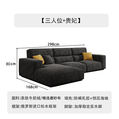 Italian Wabi-Sabi Style High-Back Straight Sofa Matte Fabric Cream Style Living Room Sofa Four-Seater Three-Seater Sofa