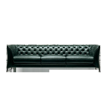 Green Vintage Top Layer Cowhide Buckle Sofa Light Luxury Large and Small Apartment Living Room Simple Postmodern Designer Straight Row