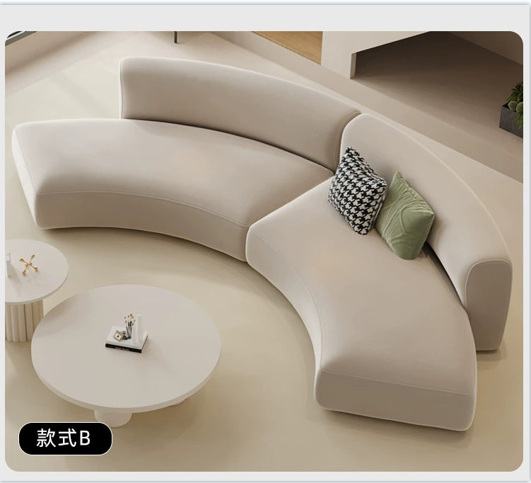 Italian Minimalist Light Luxury Irregular Arc Sofa for Living Room Large Apartment Reception Model Room Designer Beauty Salon Internet Celebrity