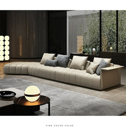Piano Keys Minimalist Style L Genuine Leather Sofa Light Luxury Black Irregular Sofa Living Room Large Flat Floor Curved Sofa