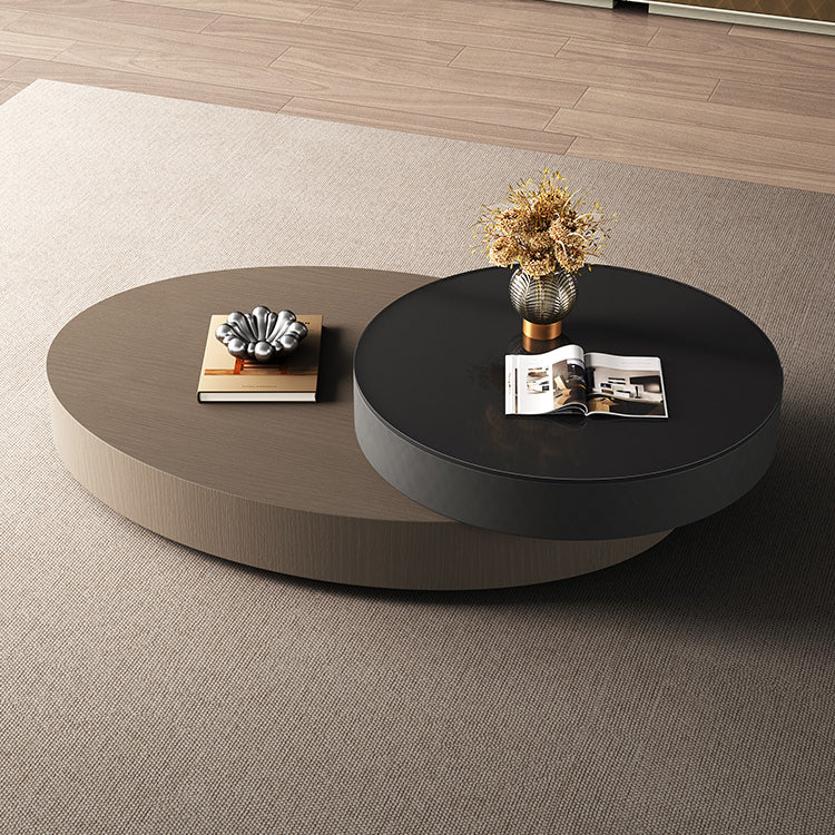 Italian Minimalist Oval Rotating Coffee Table