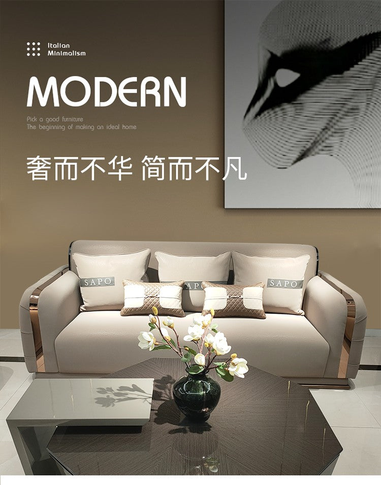 Italian Style Light Luxury Bentley Button Sofa Genuine Leather Designer Postmodern Villa Living Room Set High-end Custom Furniture