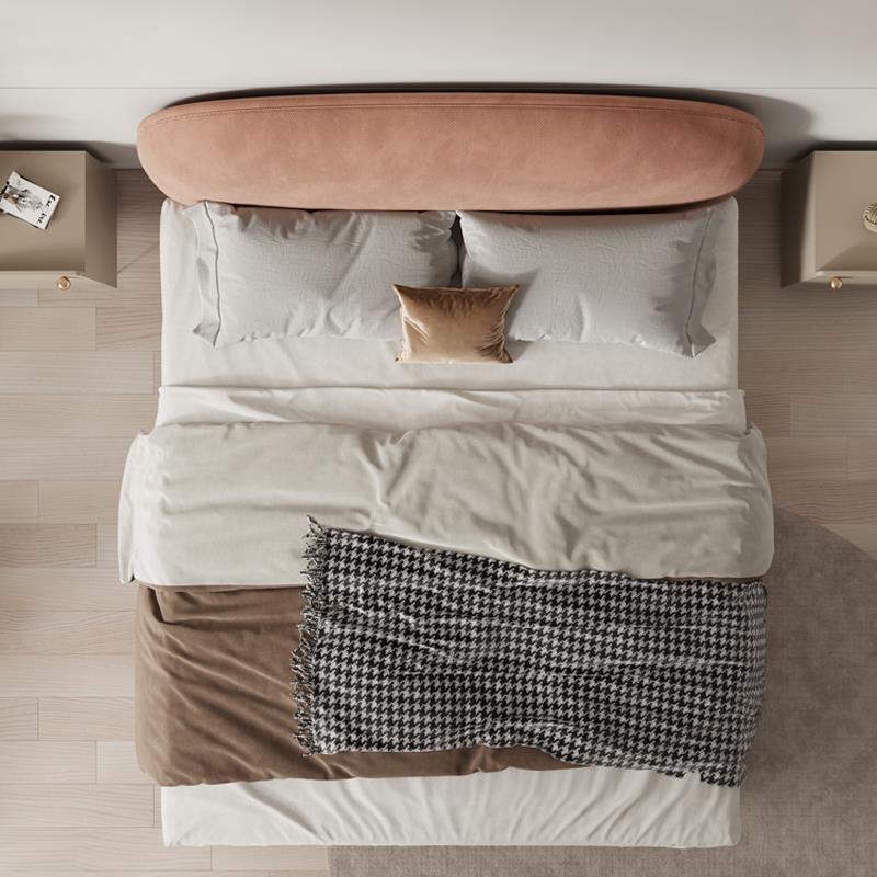 Nordic Minimalist Modern1.8m Double Bed Small Apartment Model Room Master Bedroom ins Velvet Bed Internet Celebrity Leisure Wedding Bed
