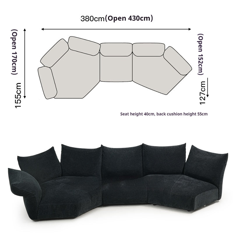 Petal Design Steel Sofa with Fabric Upholstery