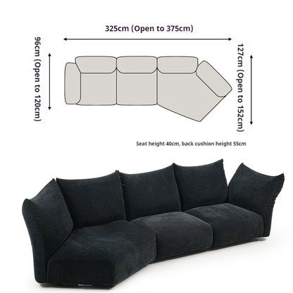 Petal Design Steel Sofa with Fabric Upholstery