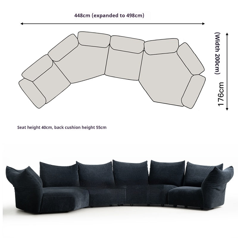 Petal Design Steel Sofa with Fabric Upholstery
