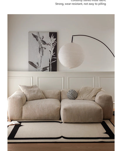 Nordic Wabi-Sabi Style Straight Corduroy Sofa Light Luxury Combination Small Apartment Homestay Free Module Multiple Tofu Blocks