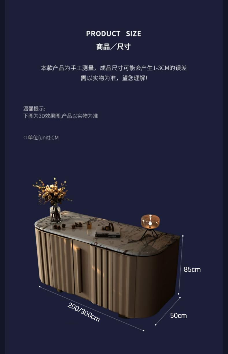 Italian Style Light Luxury Marble Sideboard Designer Model Villa Mansion Home Storage Cabinet High-end Customization
