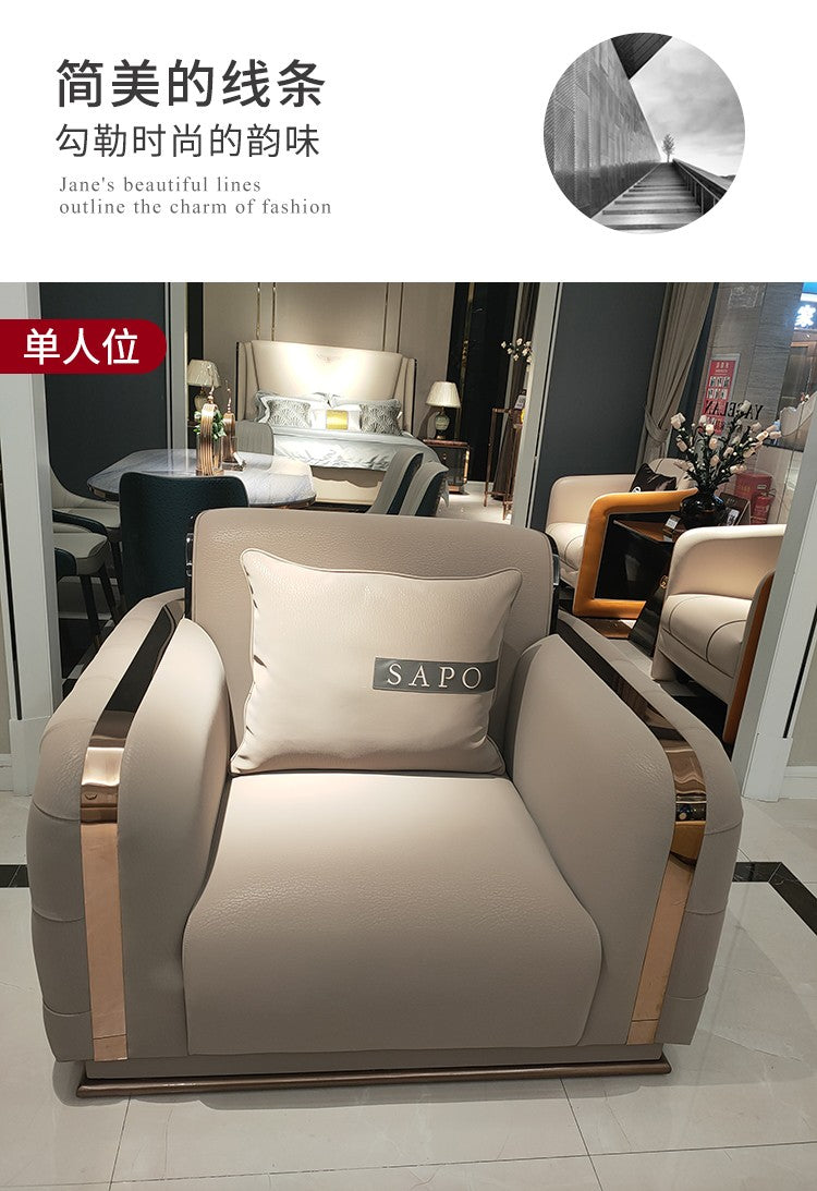 Italian Style Light Luxury Bentley Button Sofa Genuine Leather Designer Postmodern Villa Living Room Set High-end Custom Furniture