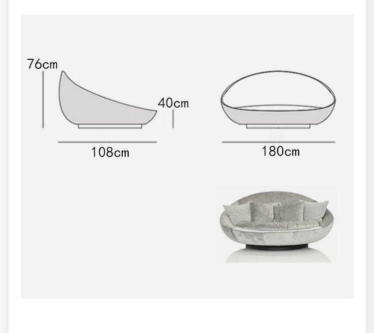 Italian Minimalist Round Fabric Single Sofa Designer Lacoon Modern Lazy Rotatable Balcony Lounge Chair