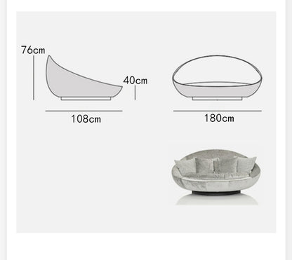 Italian Minimalist Round Fabric Single Sofa Designer Lacoon Modern Lazy Rotatable Balcony Lounge Chair