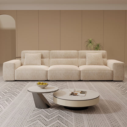 Italian Wabi-Sabi Style High-Back Straight Sofa Matte Fabric Cream Style Living Room Sofa Four-Seater Three-Seater Sofa