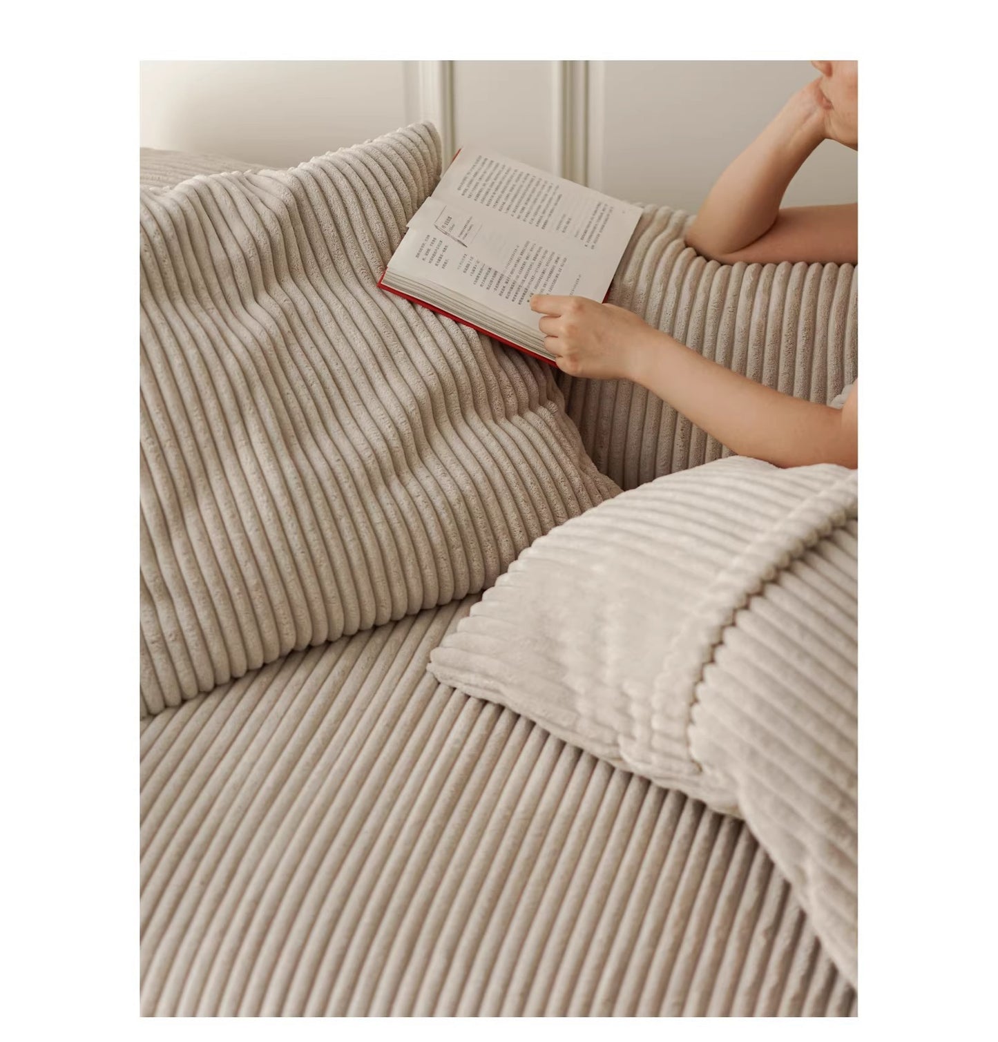 Nordic Wabi-Sabi Style Straight Corduroy Sofa Light Luxury Combination Small Apartment Homestay Free Module Multiple Tofu Blocks