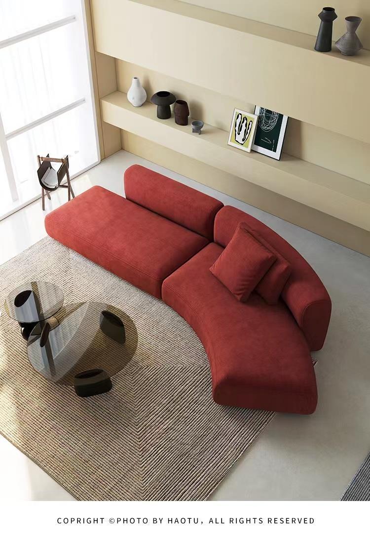 Italian Minimalist Light Luxury Irregular Arc Sofa for Living Room Large Apartment Reception Model Room Designer Beauty Salon Internet Celebrity