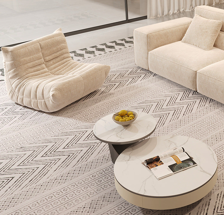 Italian Wabi-Sabi Style High-Back Straight Sofa Matte Fabric Cream Style Living Room Sofa Four-Seater Three-Seater Sofa