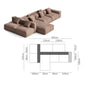 Nordic Minimalist Tofu Block Artistic Double-Sided Modular Combination Large Apartment Light Luxury Leather and Fabric Combined Living Room Straight Sofa